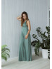 Sage Jersey Popular Maxi Bridesmaid Dress